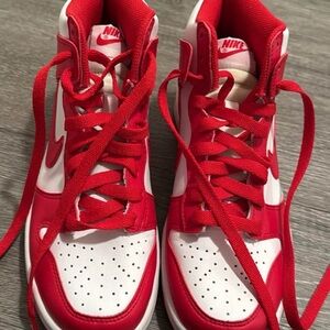 Nike Red & White High-Top Sneakers — Classic Court Style
